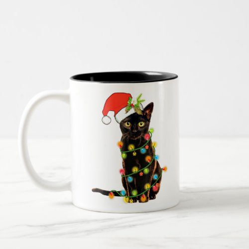Cat Christmas Funny Meowy Christmas Tree Cat Two_Tone Coffee Mug