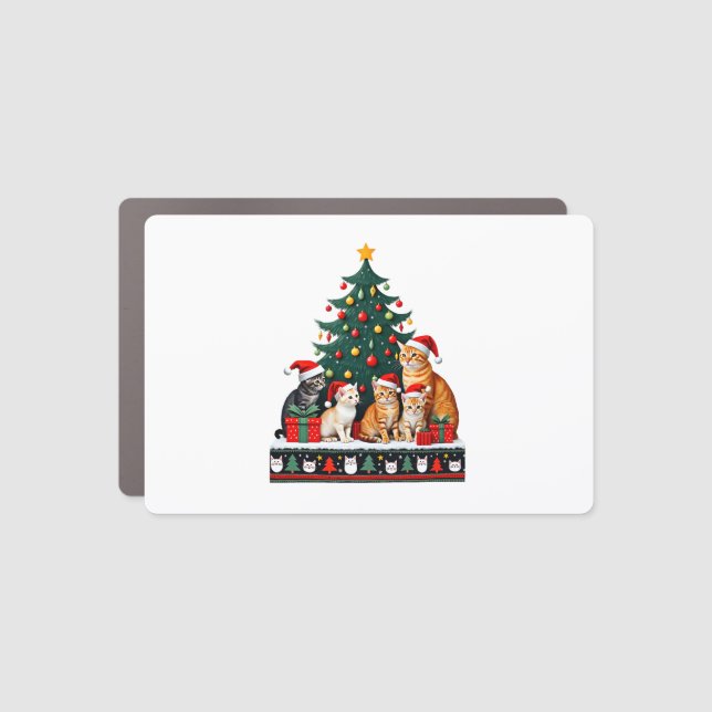 Cat Christmas Funny Ugly Women Men Merry Gift (5) Car Magnet (Front)