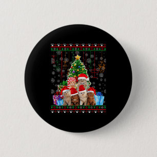 Cat Christmas Funny Ugly Women Men Merry Gift  Button