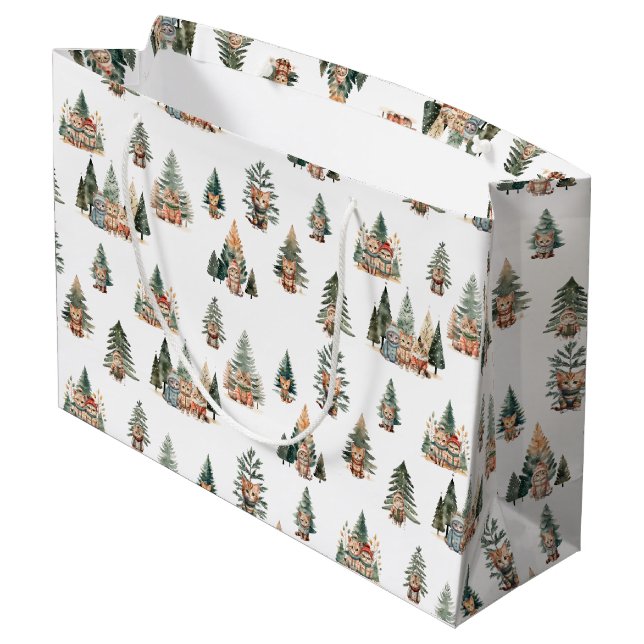 Cat Christmas Gift Bag (Back Angled)