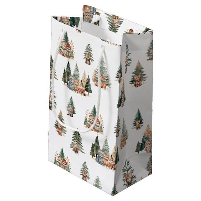 Cat Christmas Gift Bag (Back Angled)