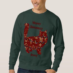 cat christmas gift, customize personalized name sweatshirt