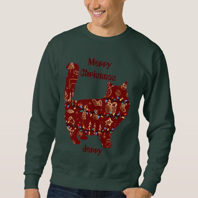 cat christmas gift, customize personalized name sweatshirt (Front)