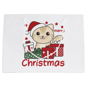 Cat Christmas Gift Winter Animals Cats Large Gift Bag