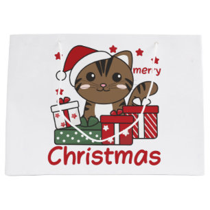 Cat Christmas Gift Winter Animals Cats Large Gift Bag