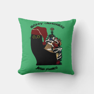 cat christmas gifts, personalized name throw pillow