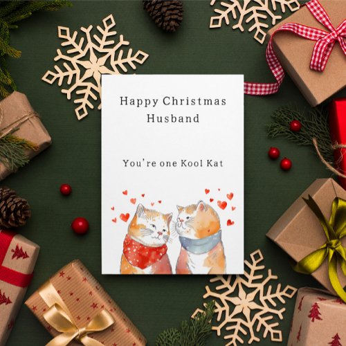 Cat Christmas Holiday Card for Husband