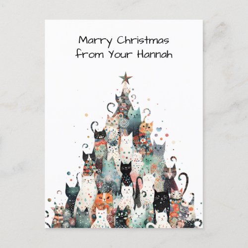 cat Christmas Holiday Postcard