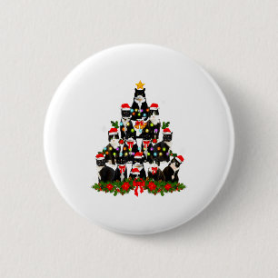 Cat Christmas Light Reindeer Santa Christmas Cat L Button