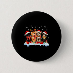 Cat Christmas Light Reindeer Santa Christmas Cat L Button