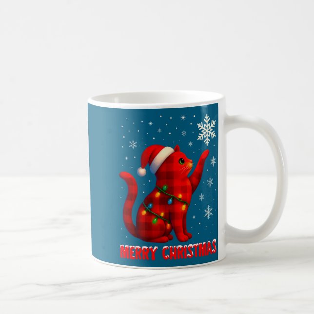 Cat Christmas Light Reindeer Santa Christmas Cat L Coffee Mug (Right)