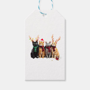 Cat Christmas Light Reindeer Santa Christmas Cat L Gift Tags