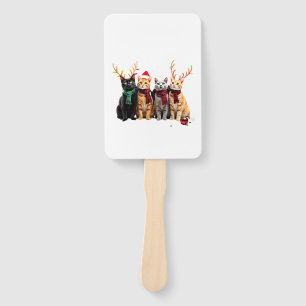 Cat Christmas Light Reindeer Santa Christmas Cat L Hand Fan