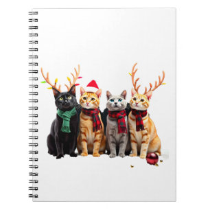Cat Christmas Light Reindeer Santa Christmas Cat L Notebook