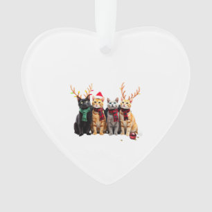 Cat Christmas Light Reindeer Santa Christmas Cat L Ornament