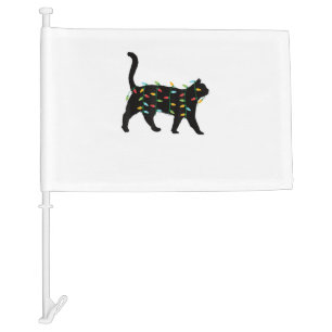 Cat Christmas Lights Christmas Gift for Animal Lov Car Flag