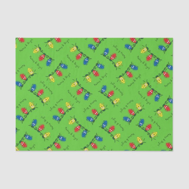 Cat Christmas Lights Funny Meowy and Bright Tissue Paper (Front)