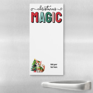 Cat Christmas magic personalize Magnetic Notepad