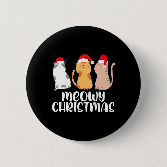 Cat Christmas - Meow Christmas X-Mas Button (Front)