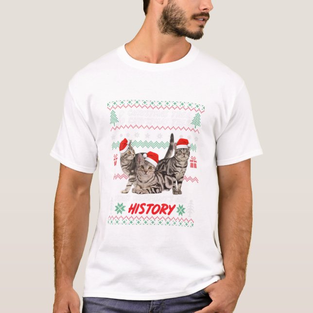 Cat Christmas Meowy Catmas Pajamas Kids Girls Boys T-Shirt (Front)