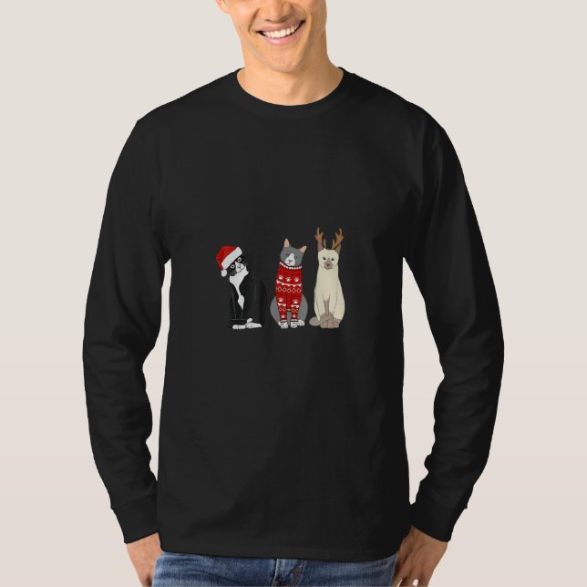 Cat Christmas  Meowy Merry Catmas Cat T-Shirt (Front)