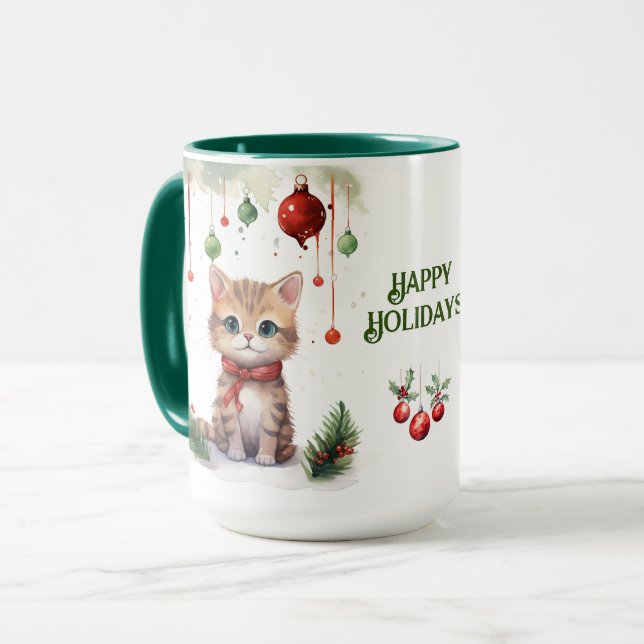 Cat Christmas Mug (Front Left)