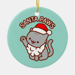Cat Christmas Ornament - "Santa Paws"