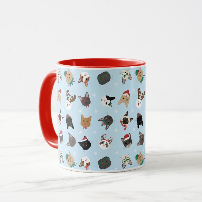 Cat Christmas Pattern Mug (Front Left)