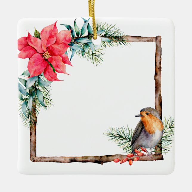 Cat Christmas Photo Ceramic Ornament (Front)