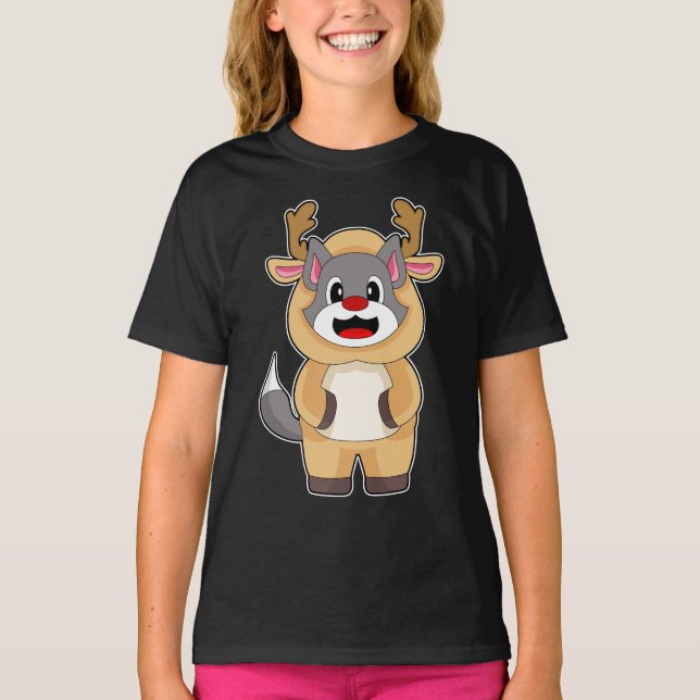 Cat Christmas Reindeer T-Shirt (Front)