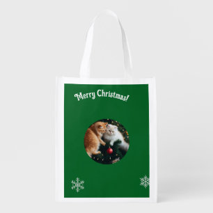 Cat Christmas Reusable Grocery Bag
