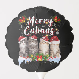 Cat Christmas Santa Hat Funny Merry Catmas Balloon