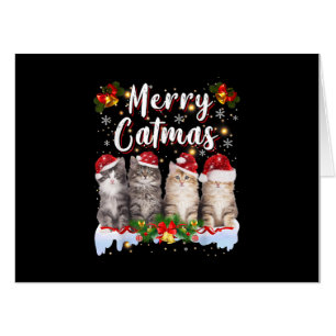 Cat Christmas Santa Hat Funny Merry Catmas Card