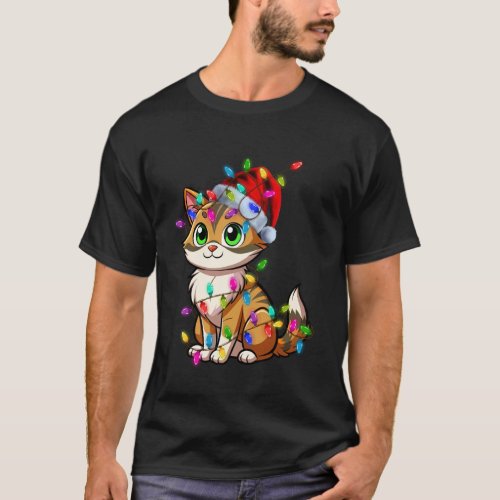 Cat Christmas Santa Hat Kitten Lover Funny Xmas Pa T-Shirt