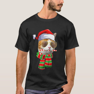 Cat Christmas Santa Hat Sunglasses Funny Pet Cat L T-Shirt