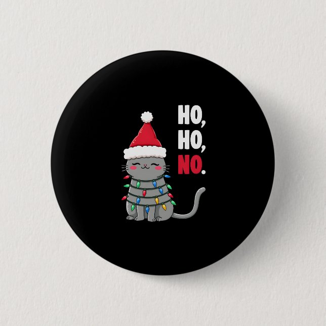 Cat Christmas Shirt Kids Funny Santa Cat Christmas Button (Front)