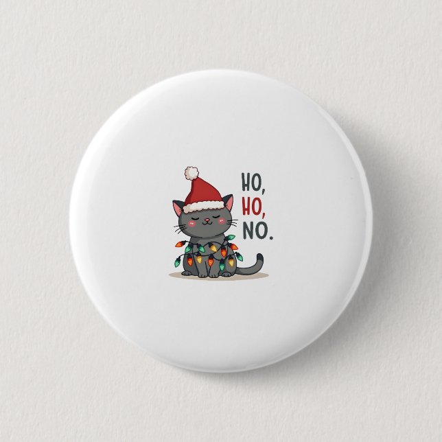 Cat Christmas Shirt Kids Funny Santa Cat Christmas Button (Front)