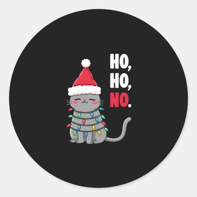 Cat Christmas Shirt Kids Funny Santa Cat Christmas Classic Round Sticker (Front)