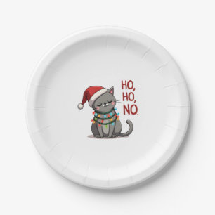 Cat Christmas Shirt Kids Funny Santa Cat Christmas Paper Plates