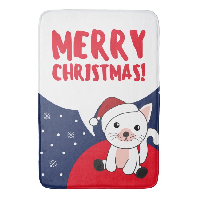 Cat Christmas Snow Winter Animals Cats Bath Mat (Front Vertical)