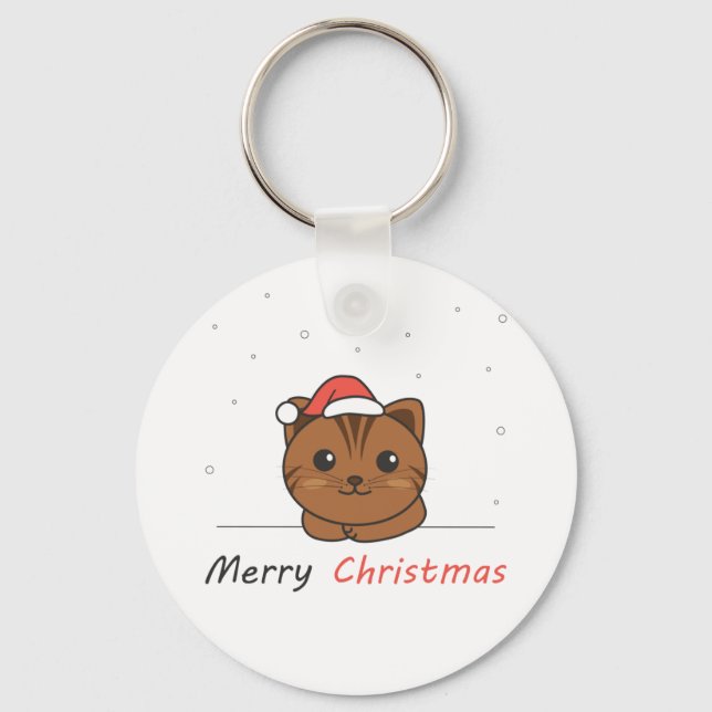 Cat Christmas Snow Winter Animals Cats Keychain (Front)