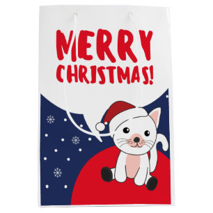 Cat Christmas Snow Winter Animals Cats Medium Gift Bag