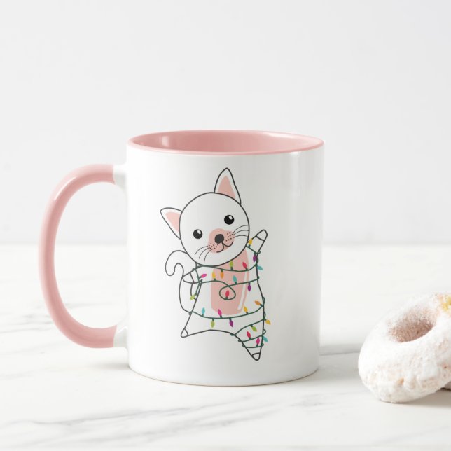 Cat Christmas Snow Winter Animals Cats Mug (With Donut)