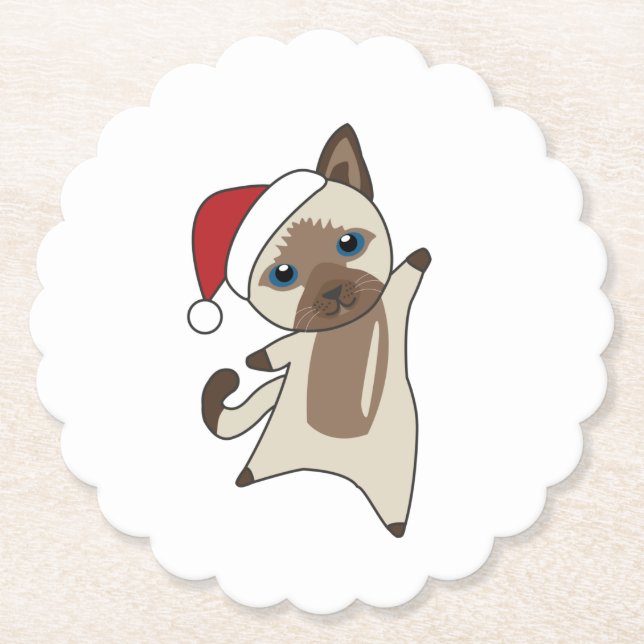 Cat Christmas Snow Winter Animals Cats Paper Coaster (Front)