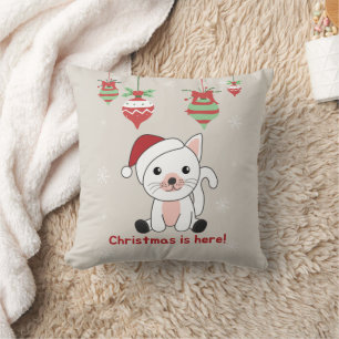 Cat Christmas Snow Winter Animals Cats Throw Pillo Pillow