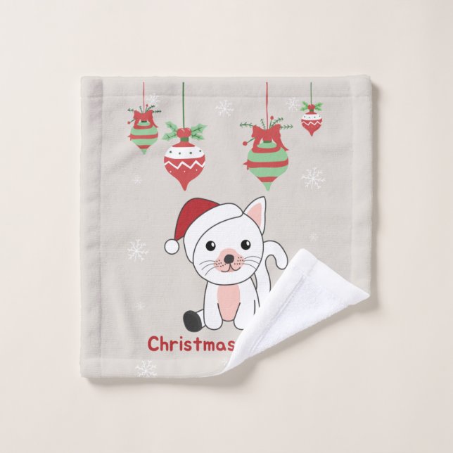 Cat Christmas Snow Winter Animals Cats Wash Cloth (Wash Cloth)