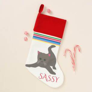 CAT christmas stocking with custom name.