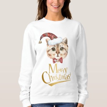 Cat Christmas Sweatshirt by ChristmasBellsRing at Zazzle