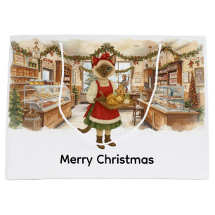 Cat Christmas themed Bakery Shop Large Gift Bag