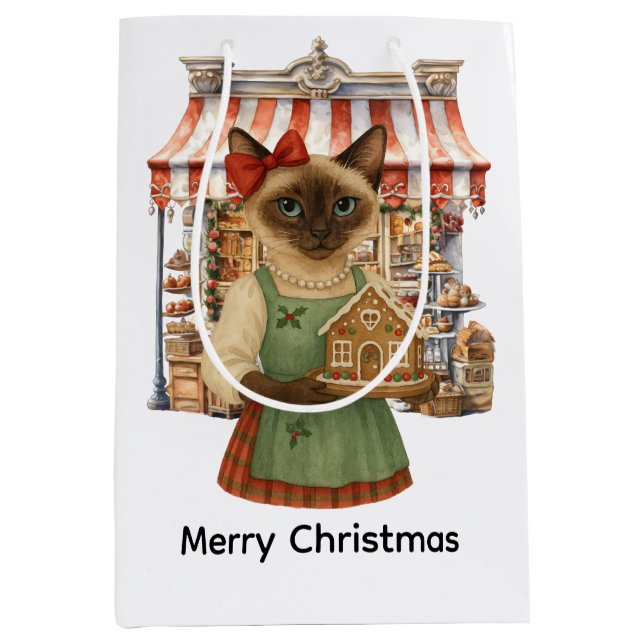 Cat Christmas themed  Bakery Shop  Medium Gift Bag (Front)